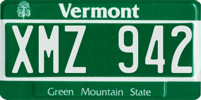 VT license plate XMZ942
