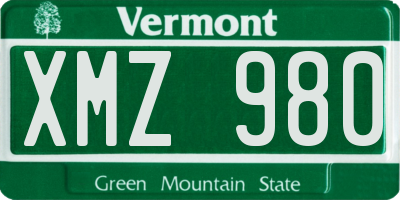 VT license plate XMZ980