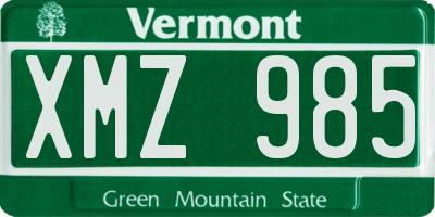 VT license plate XMZ985