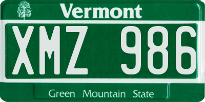 VT license plate XMZ986
