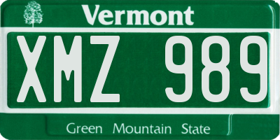 VT license plate XMZ989