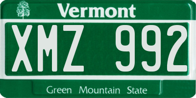 VT license plate XMZ992