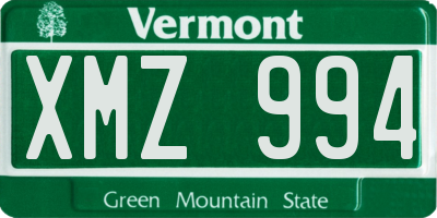 VT license plate XMZ994