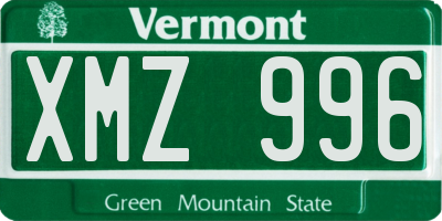VT license plate XMZ996