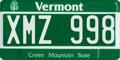 VT license plate XMZ998