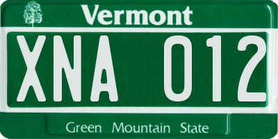 VT license plate XNA012