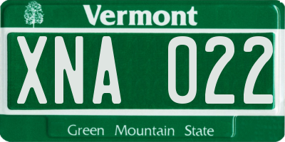 VT license plate XNA022