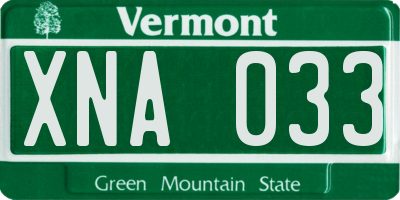 VT license plate XNA033
