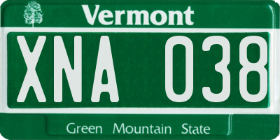VT license plate XNA038