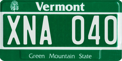 VT license plate XNA040