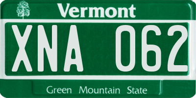 VT license plate XNA062