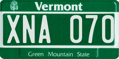 VT license plate XNA070