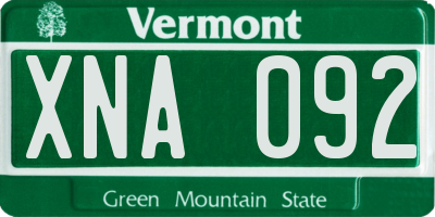 VT license plate XNA092