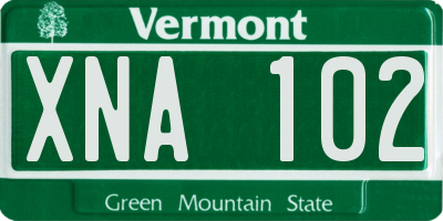 VT license plate XNA102