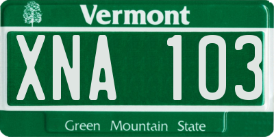 VT license plate XNA103