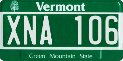 VT license plate XNA106