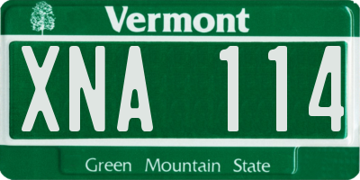 VT license plate XNA114