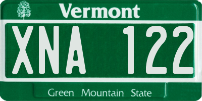 VT license plate XNA122