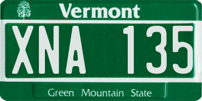 VT license plate XNA135