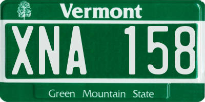 VT license plate XNA158