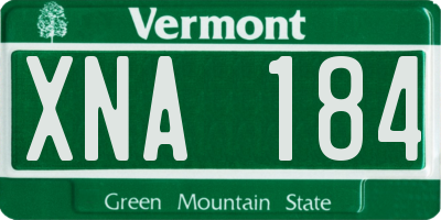 VT license plate XNA184