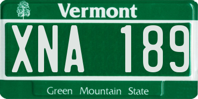 VT license plate XNA189