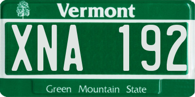 VT license plate XNA192