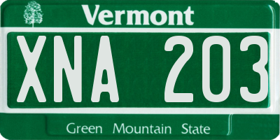 VT license plate XNA203