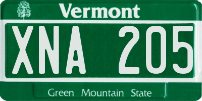 VT license plate XNA205