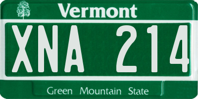 VT license plate XNA214