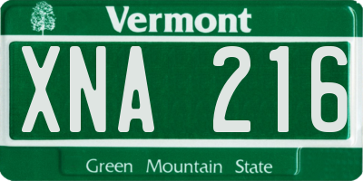 VT license plate XNA216