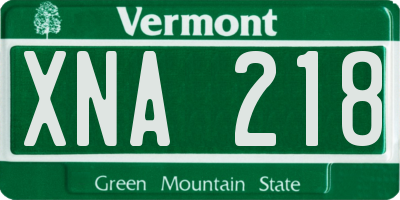 VT license plate XNA218
