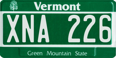 VT license plate XNA226