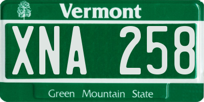 VT license plate XNA258