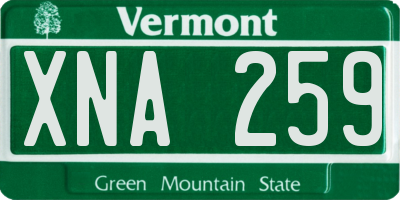 VT license plate XNA259
