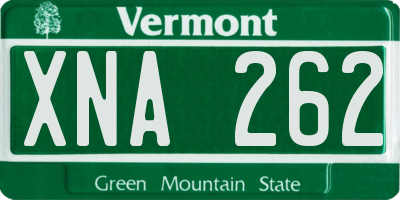VT license plate XNA262