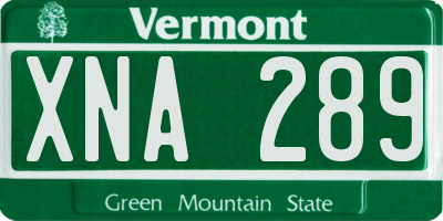 VT license plate XNA289