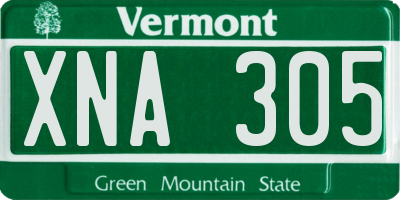VT license plate XNA305