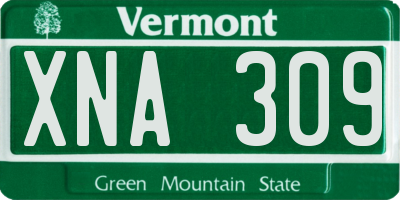 VT license plate XNA309