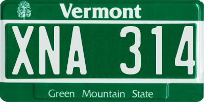 VT license plate XNA314