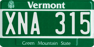 VT license plate XNA315