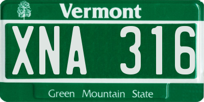 VT license plate XNA316