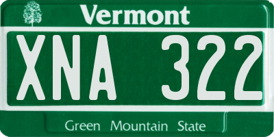 VT license plate XNA322