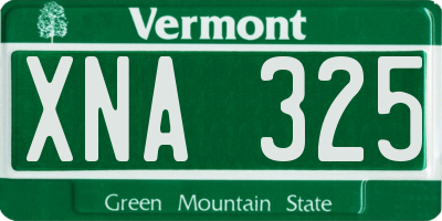 VT license plate XNA325