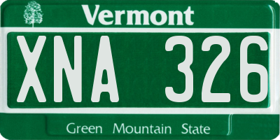 VT license plate XNA326