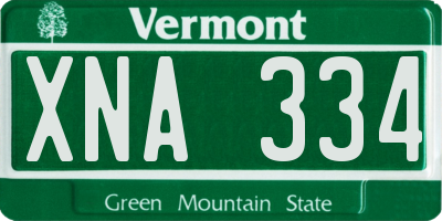 VT license plate XNA334