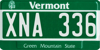 VT license plate XNA336