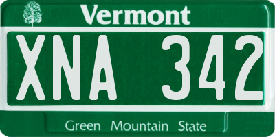 VT license plate XNA342