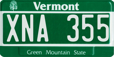 VT license plate XNA355