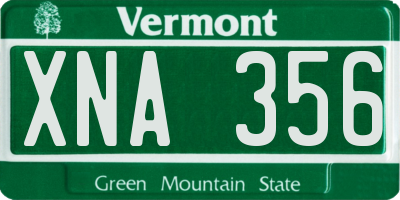 VT license plate XNA356